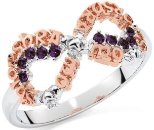 Alexandrite Rose Gold Silver Claddagh Infinity Irish "My eternal love" Ring