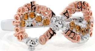 Citrine Rose Gold Silver Claddagh Infinity Irish "My eternal love" Ring