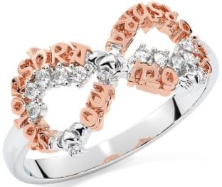 Diamond Rose Gold Silver Claddagh Infinity Irish "My eternal love" Ring