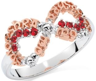 Ruby Rose Gold Silver Claddagh Infinity Irish "My eternal love" Ring