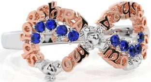 Sapphire Rose Gold Silver Claddagh Infinity Irish "My eternal love" Ring