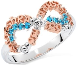 Topaz Rose Gold Silver Claddagh Infinity Irish "My eternal love" Ring