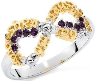 Alexandrite Gold Silver Claddagh Infinity Irish "My eternal love" Ring
