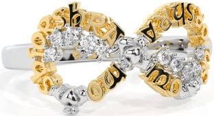 Diamond Gold Silver Claddagh Infinity Irish "My eternal love" Ring