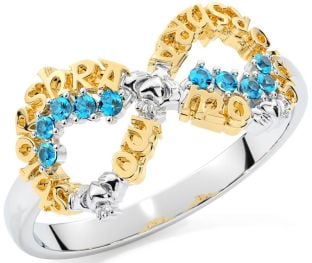 Topaz Gold Silver Claddagh Infinity Irish "My eternal love" Ring