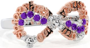 Amethyst White Rose Gold Claddagh Infinity Irish "My eternal love" Ring