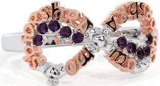 Alexandrite White Rose Gold Claddagh Infinity Irish "My eternal love" Ring