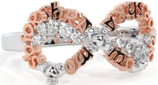 Diamond White Rose Gold Claddagh Infinity Irish "My eternal love" Ring