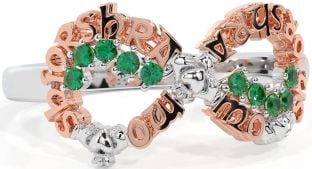 Emerald White Rose Gold Claddagh Infinity Irish "My eternal love" Ring