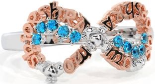 Topaz White Rose Gold Claddagh Infinity Irish "My eternal love" Ring