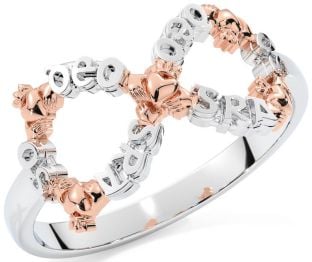  "Love Forever" Rose Gold Silver Infinity Irish Claddagh Ring