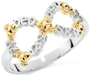  "Love Forever" Gold Silver Infinity Irish Claddagh Ring