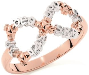  "Love Forever" Rose Gold Silver Infinity Irish Claddagh Ring