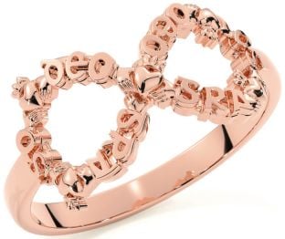  "Love Forever" Rose Gold Silver Infinity Irish Claddagh Ring
