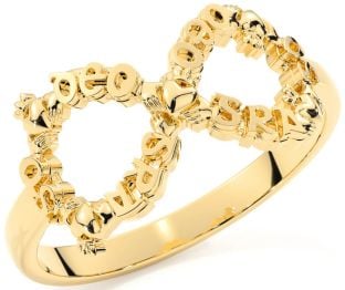 "Love Forever" Gold Silver Infinity Irish Claddagh Ring