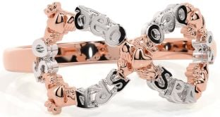 "Love Forever" White Rose Gold Infinity Irish Claddagh Ring