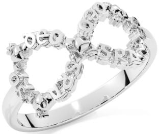  "Love Forever" Silver Infinity Irish Claddagh Ring