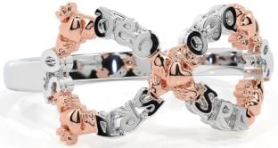 "Love Forever" White Rose Gold Infinity Irish Claddagh Ring