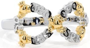 "Love Forever" White Yellow Gold Infinity Irish Claddagh Ring