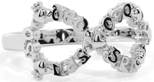 "Love Forever" White Gold Infinity Irish Claddagh Ring