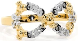 "Love Forever" White Yellow Gold Infinity Irish Claddagh Ring