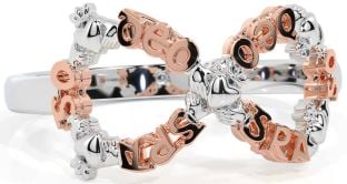 "Love Forever" White Rose Gold Infinity Irish Claddagh Ring