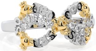 "Love Forever" Diamond Gold Silver Infinity Irish Claddagh Ring