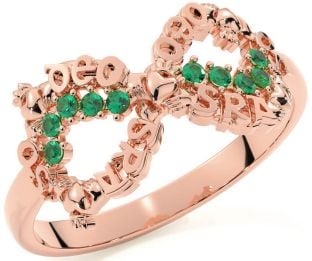 "Love Forever" Emerald Rose Gold Silver Infinity Irish Claddagh Ring