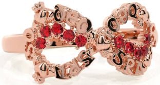 "Love Forever" Ruby Rose Gold Silver Infinity Irish Claddagh Ring