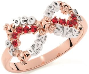 "Love Forever" Ruby Rose Gold Silver Infinity Irish Claddagh Ring