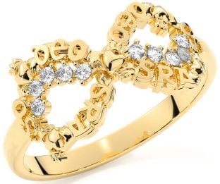 "Love Forever" Diamond Gold Silver Infinity Irish Claddagh Ring