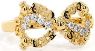 "Love Forever" Diamond Gold Silver Infinity Irish Claddagh Ring
