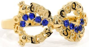 "Love Forever" Sapphire Gold Silver Infinity Irish Claddagh Ring