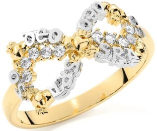 "Love Forever" Diamond Gold Silver Infinity Irish Claddagh Ring