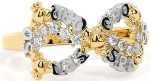 "Love Forever" Diamond Gold Silver Infinity Irish Claddagh Ring