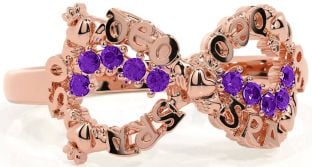 Amethyst Rose Gold Claddagh Infinity Irish "Love Forever" Ring