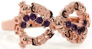 Alexandrite Rose Gold Claddagh Infinity Irish "Love Forever" Ring