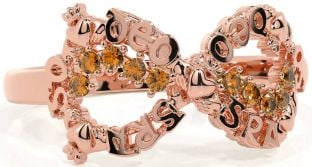 Citrine Rose Gold Claddagh Infinity Irish "Love Forever" Ring