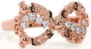 Diamond Rose Gold Claddagh Infinity Irish "Love Forever" Ring