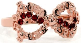 Garnet Rose Gold Claddagh Infinity Irish "Love Forever" Ring