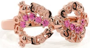 Pink Tourmaline Rose Gold Claddagh Infinity Irish "Love Forever" Ring