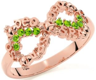 Peridot Rose Gold Claddagh Infinity Irish "Love Forever" Ring