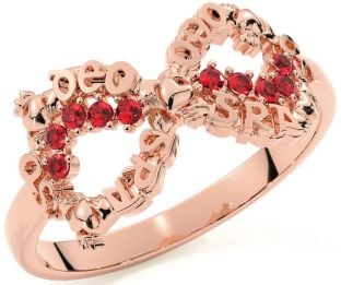Ruby Rose Gold Claddagh Infinity Irish "Love Forever" Ring