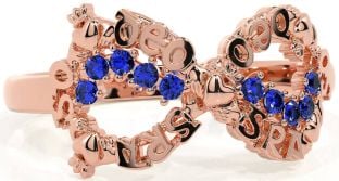 Sapphire Rose Gold Claddagh Infinity Irish "Love Forever" Ring