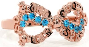 Topaz Rose Gold Claddagh Infinity Irish "Love Forever" Ring