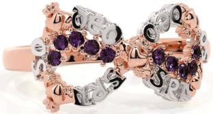 Alexandrite White Rose Gold Claddagh Infinity Irish "Love Forever" Ring