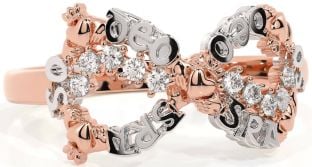 Diamond White Rose Gold Claddagh Infinity Irish "Love Forever" Ring