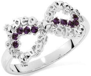 "Love Forever" Alexandrite Silver Infinity Irish Claddagh Ring