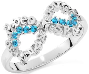 "Love Forever" Topaz Silver Infinity Irish Claddagh Ring