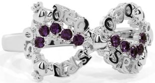 Alexandrite White Gold Claddagh Infinity Irish "Love Forever" Ring